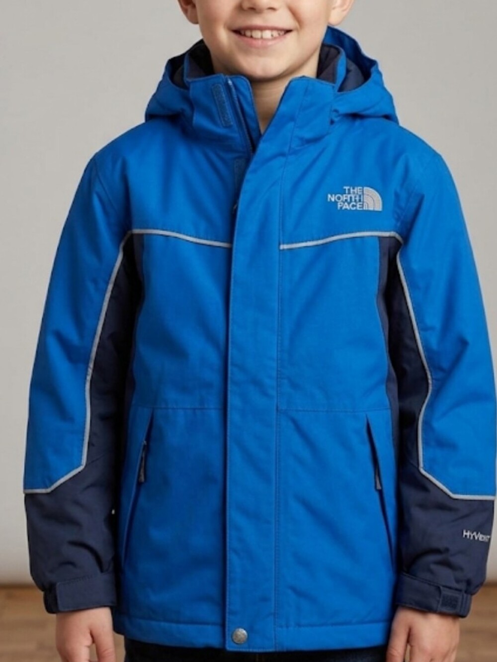 The North Face Blue and Navy Kids Hooded   Jacket Size L